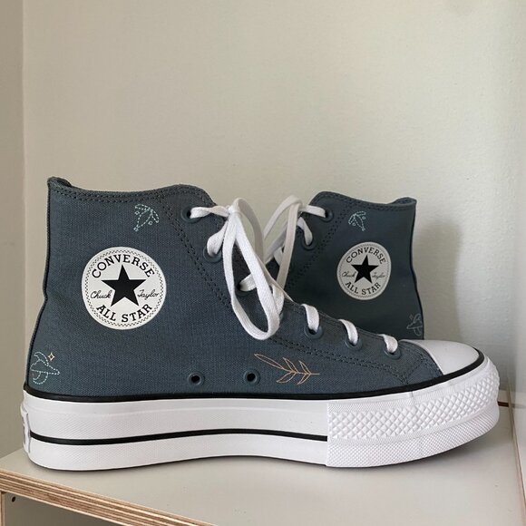 Converse Chuck Taylor All Star Lift High Top Tiny Tattoos Blue M7/W9 - Picture 6 of 6